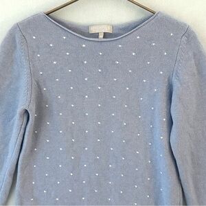 Benedetta B Women Sweater Swiss Dot Wool Cashmere Blend Light Blue Size M